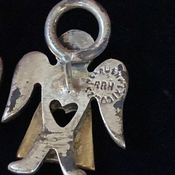 Vintage Signed RRH 925 Silver Angel Earrings - Picture 5 of 5